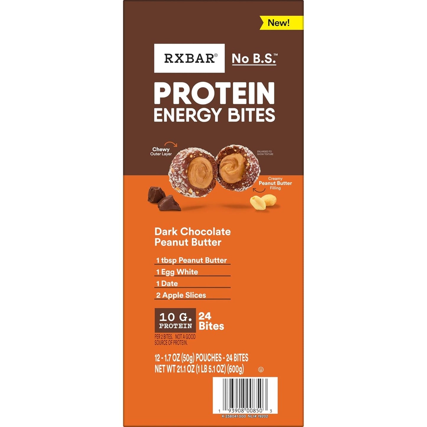 RXBAR Protein Energy Bites for Home Office Focus, Dark Chocolate Peanut Butter Desk Drawer Snack to Beat the 3pm Slump