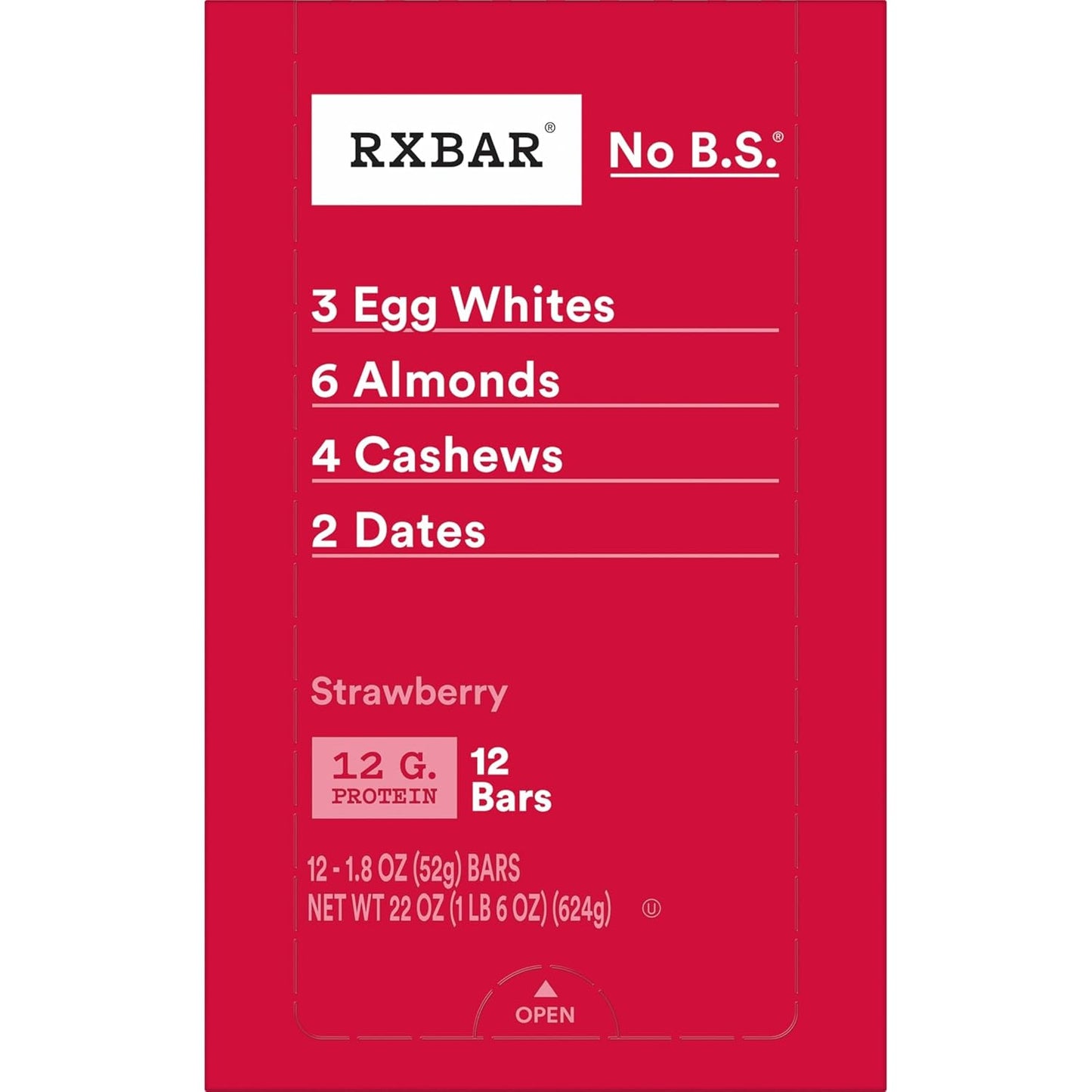 RXBAR Strawberry Protein Bars – Five-Ingredient Snack for Intentional Living, Bulk 30-Count Box
