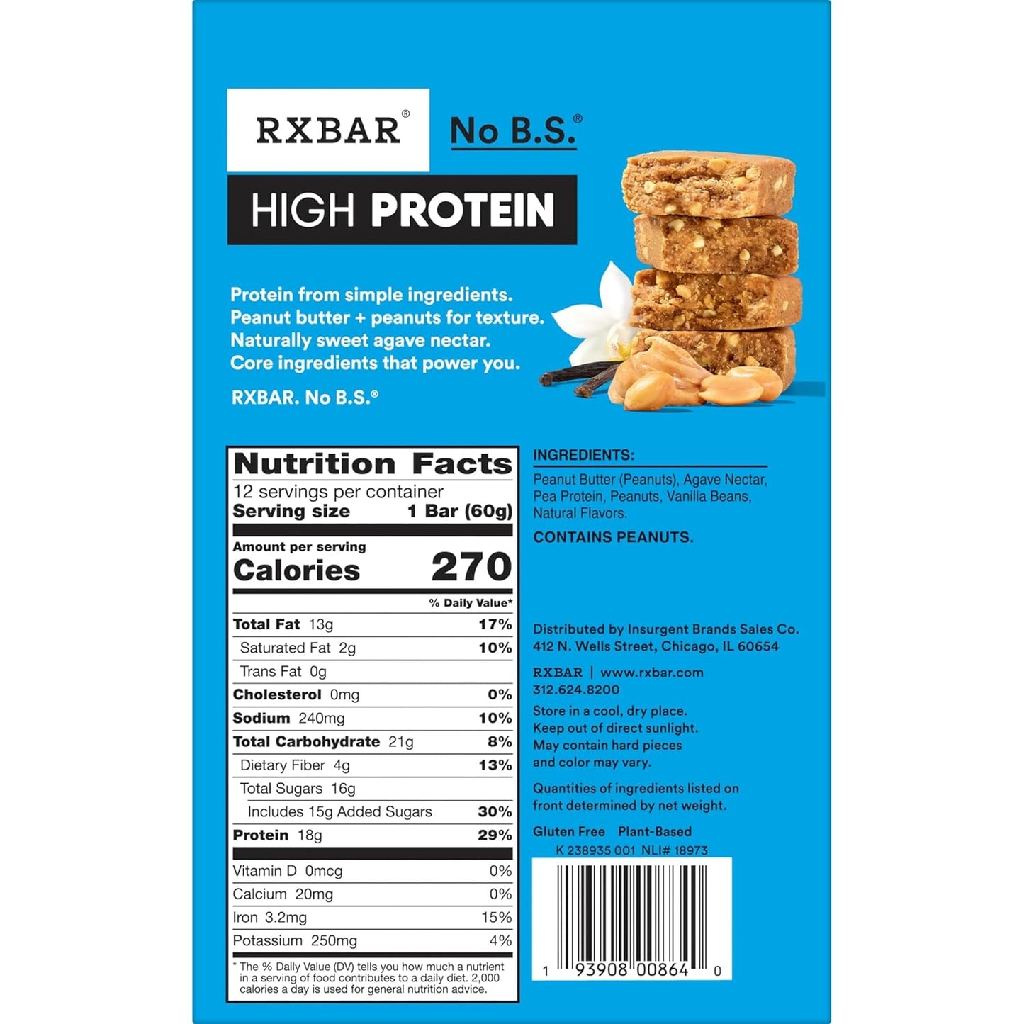 RXBAR Vanilla Peanut Butter Protein Bar – Clean-Label Snack for Your Evening Wind-Down Routine