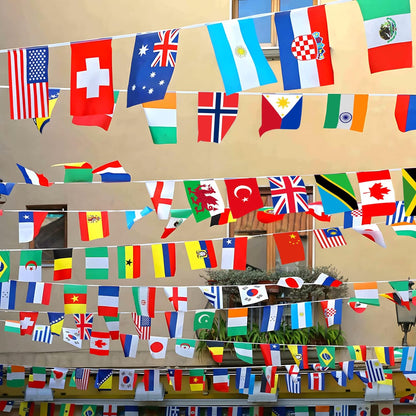 Safe Kids' World Flag Banner – 100 Countries Educational Bunting String for Classrooms & Playrooms