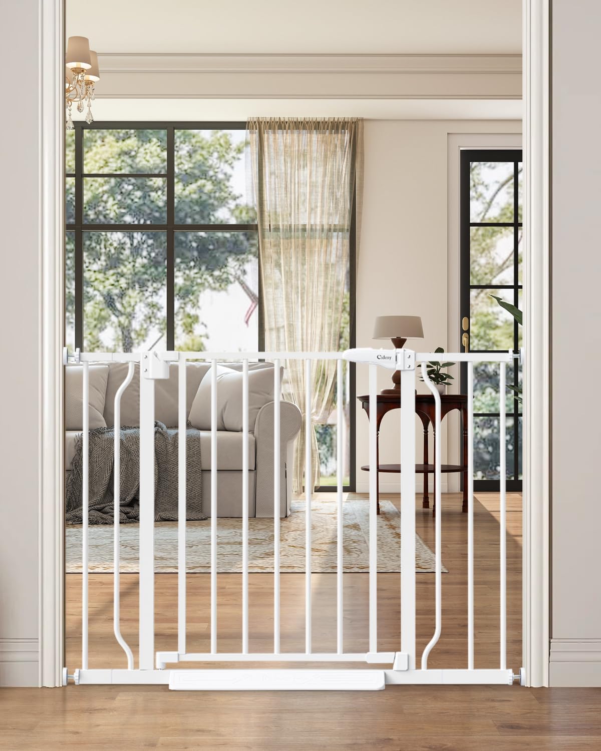 SafeHome Baby Gate No Drilling for Stairs, Auto-Close Pressure Mounted Dog Gate 29-40 Inch for Doorways, Child & Pet Safety Barrier for Renters