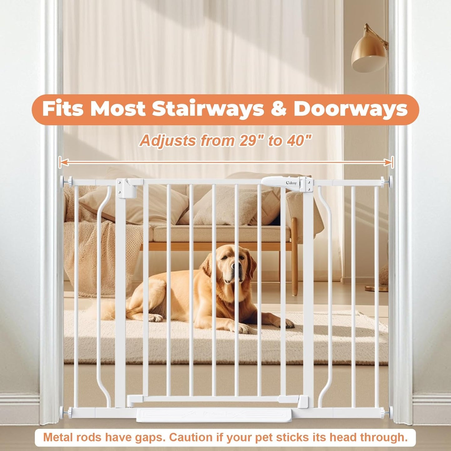 SafeHome Baby Gate No Drilling for Stairs, Auto-Close Pressure Mounted Dog Gate 29-40 Inch for Doorways, Child & Pet Safety Barrier for Renters