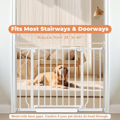 SafeHome Baby Gate No Drilling for Stairs, Auto-Close Pressure Mounted Dog Gate 29-40 Inch for Doorways, Child & Pet Safety Barrier for Renters
