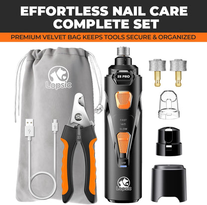 SafeHome Pet Nail Grinder – Whisper-Quiet LED Dog & Cat Trimmer for Anxiety-Free Grooming