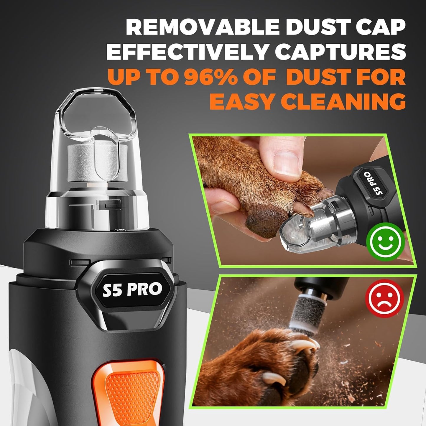 SafeHome Pet Nail Grinder – Whisper-Quiet LED Dog & Cat Trimmer for Anxiety-Free Grooming