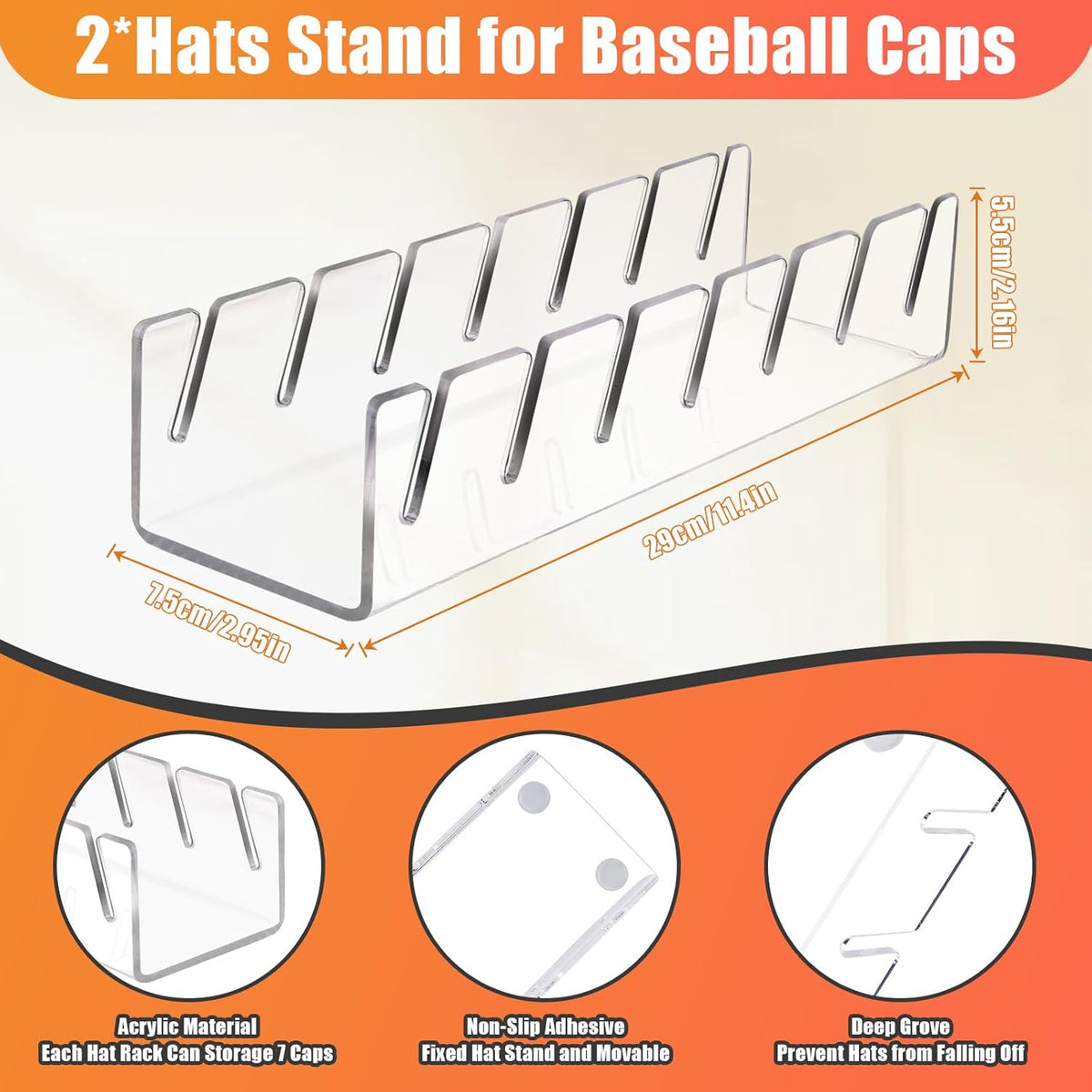 SarfYounG Clear Cap Holder Rack – Living Room Shelf Decor That Showcases Up to 14 Hats
