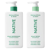 Native Scalp Detox Shampoo & Conditioner – Eucalyptus Mint 2-Pack for Mindful Bath Time Self-Care Rituals