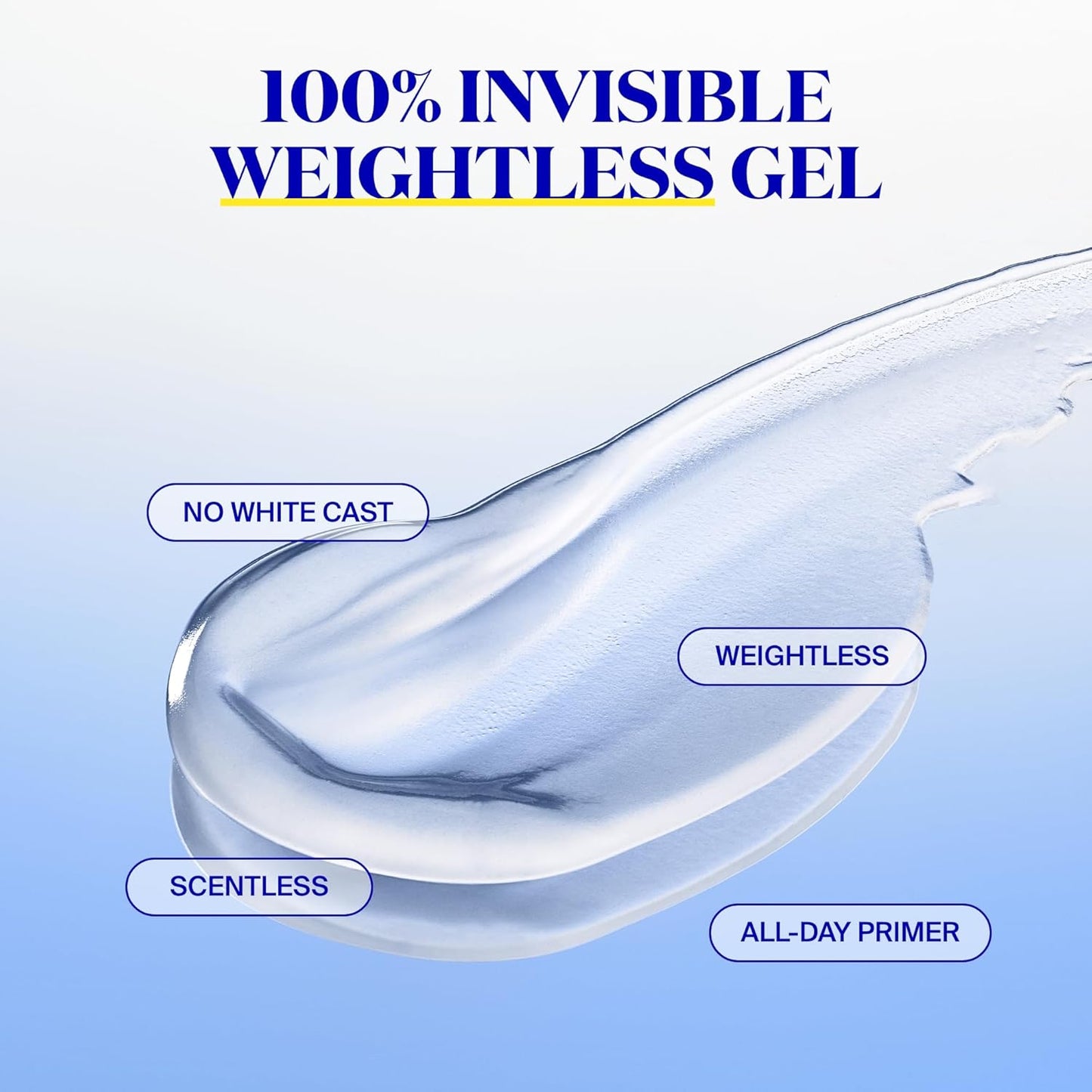scentless, weightless, oil-free, non-acnegenic formula with no white cast