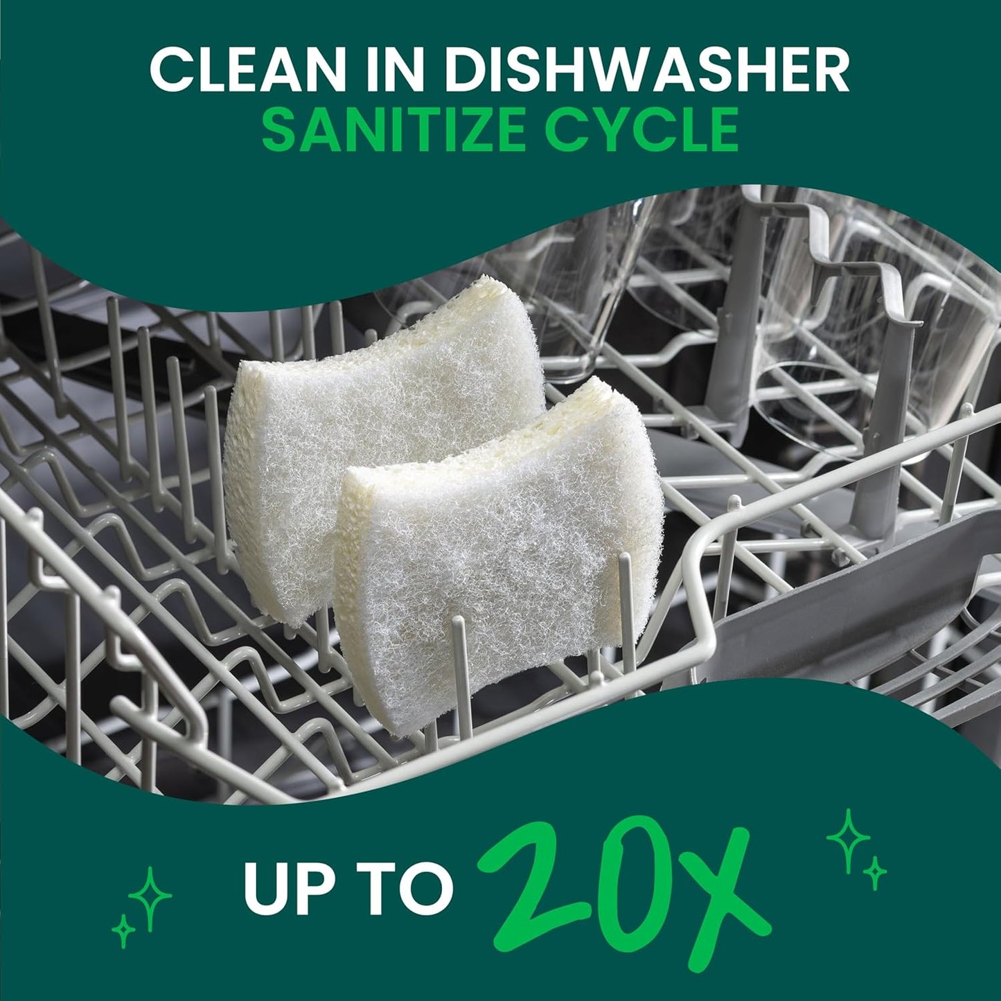 Scotch-Brite Greener Clean Non-Scratch Scrub Sponge – Family Kitchen Helper for Busy Parents Doing Dishes, 6 Pack