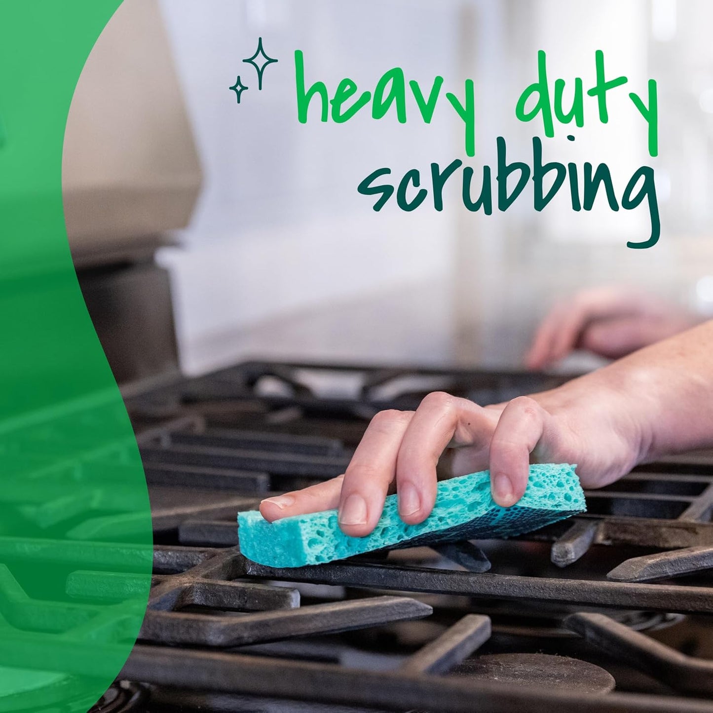 Scotch-Brite Heavy Duty Scrub Sponge for Family Kitchens, Non-Scratch Antibacterial Dish Sponge
