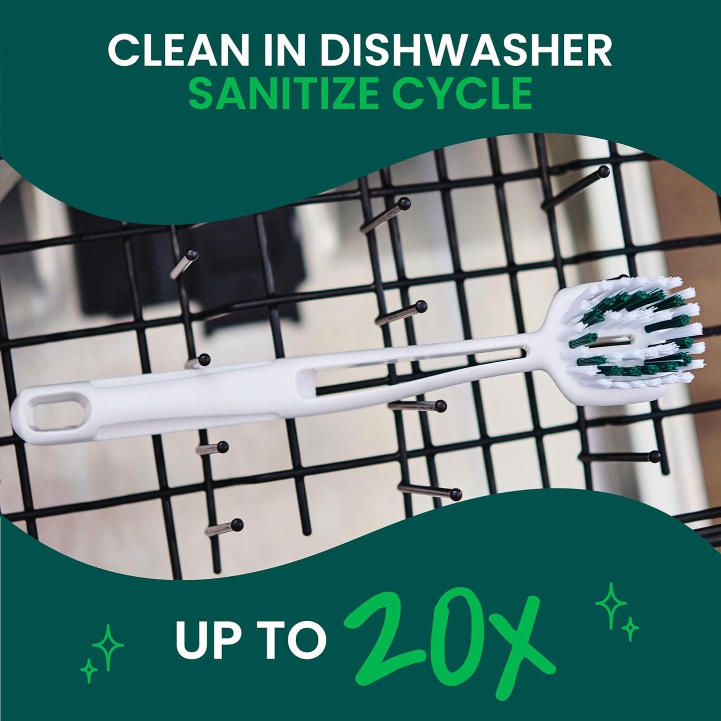 Scotch-Brite Safe Scrub Brush with Antimicrobial Bristles and Built-In Scraper, Keeps Hands Away from Sharp Pan Edges
