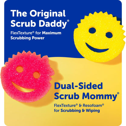 Scrub Daddy 6-Pack Sponges with Daddy Caddy – Designer Sink Organizer & Multi-Surface Kitchen Scrubber