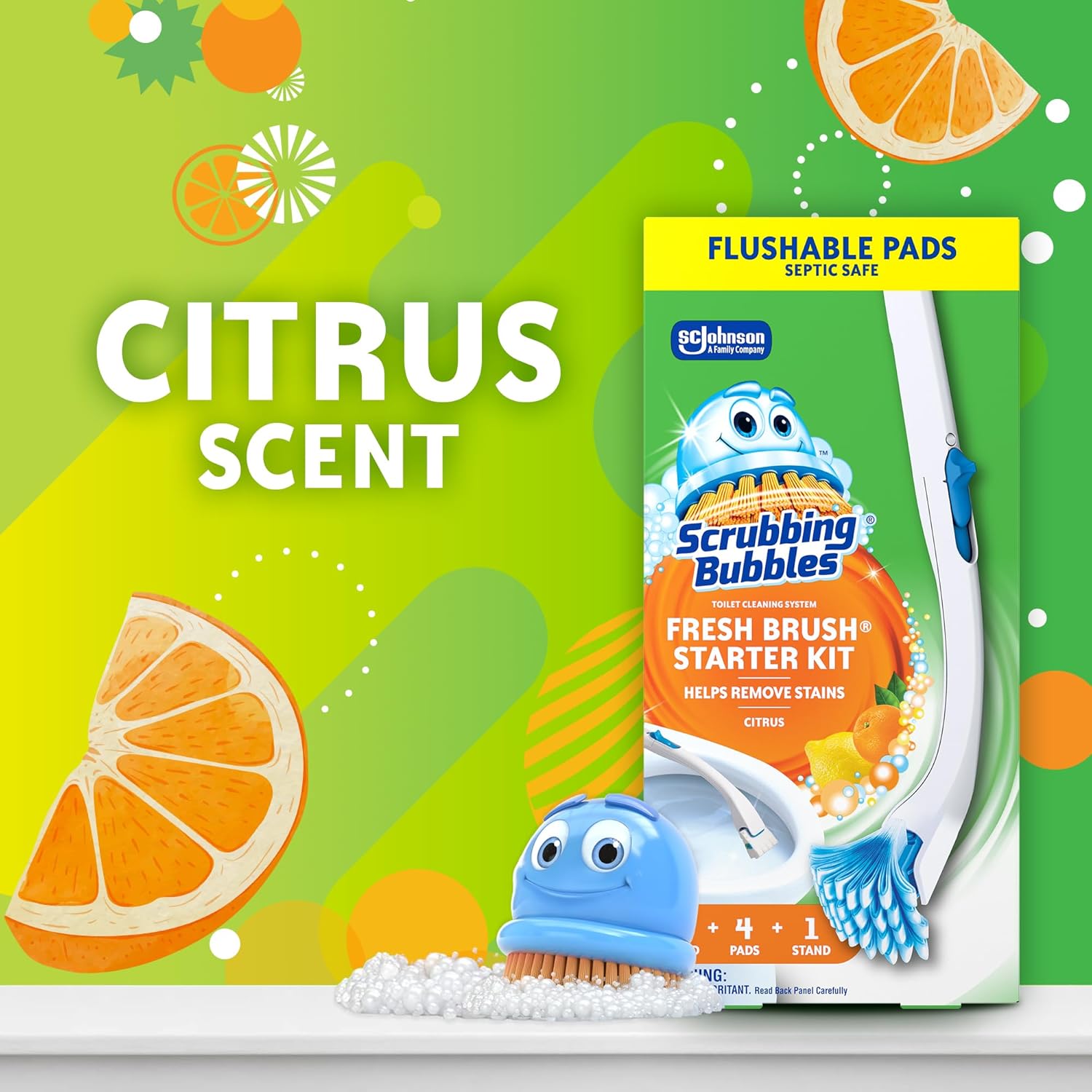 Scrubbing Bubbles Toilet Cleaning System – Minimalist Bathroom Essentials, Flushable Wand for Daily Use