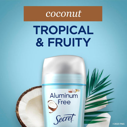 Secret Aluminum Free Deodorant for Women, 48hr Odor Protection, Clean Ingredient Naturally Derived Formula, Coconut, Rose, Cherry Blossom & White Peach Scents, 2.4 oz (Pack of 4) for Clutter Free Vanity and Intentional Bathroom Aesthetic