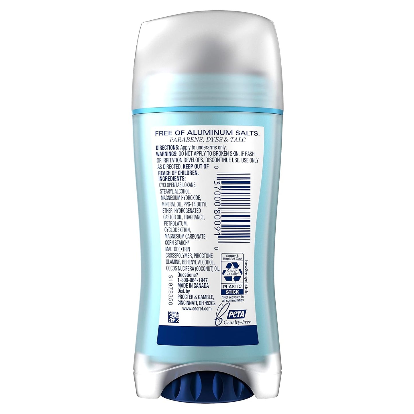 Secret Aluminum Free Deodorant for Women, 48hr Odor Protection, Clean Ingredient Naturally Derived Formula, Coconut, Rose, Cherry Blossom & White Peach Scents, 2.4 oz (Pack of 4) for Clutter Free Vanity and Intentional Bathroom Aesthetic