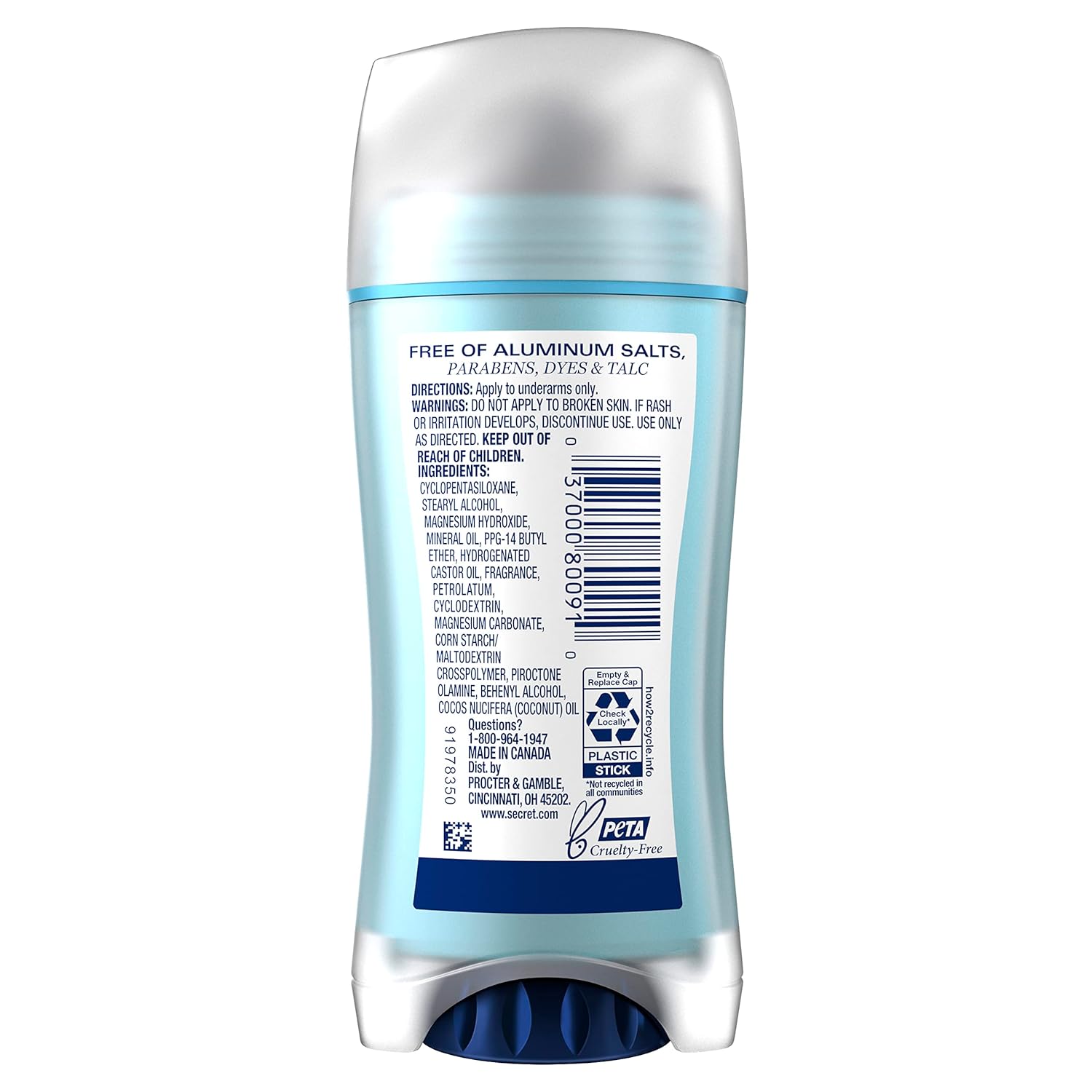 Secret Aluminum Free Deodorant for Women, 48hr Odor Protection, Clean Ingredient Naturally Derived Formula, Coconut, Rose, Cherry Blossom & White Peach Scents, 2.4 oz (Pack of 4) for Clutter Free Vanity and Intentional Bathroom Aesthetic