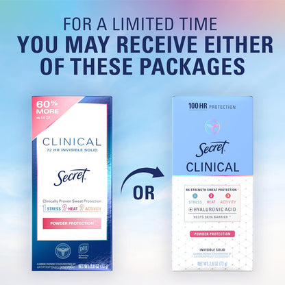 Secret Clinical Strength 100HR Deodorant – Invisible Solid, No-Residue Antiperspirant Essentials