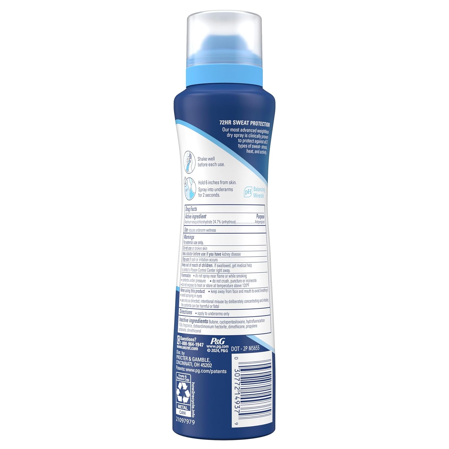 Secret Clinical Strength Dry Spray Antiperspirant for Women – Patio and Trail Ready 72hr Sweat Defense, 3.8 oz