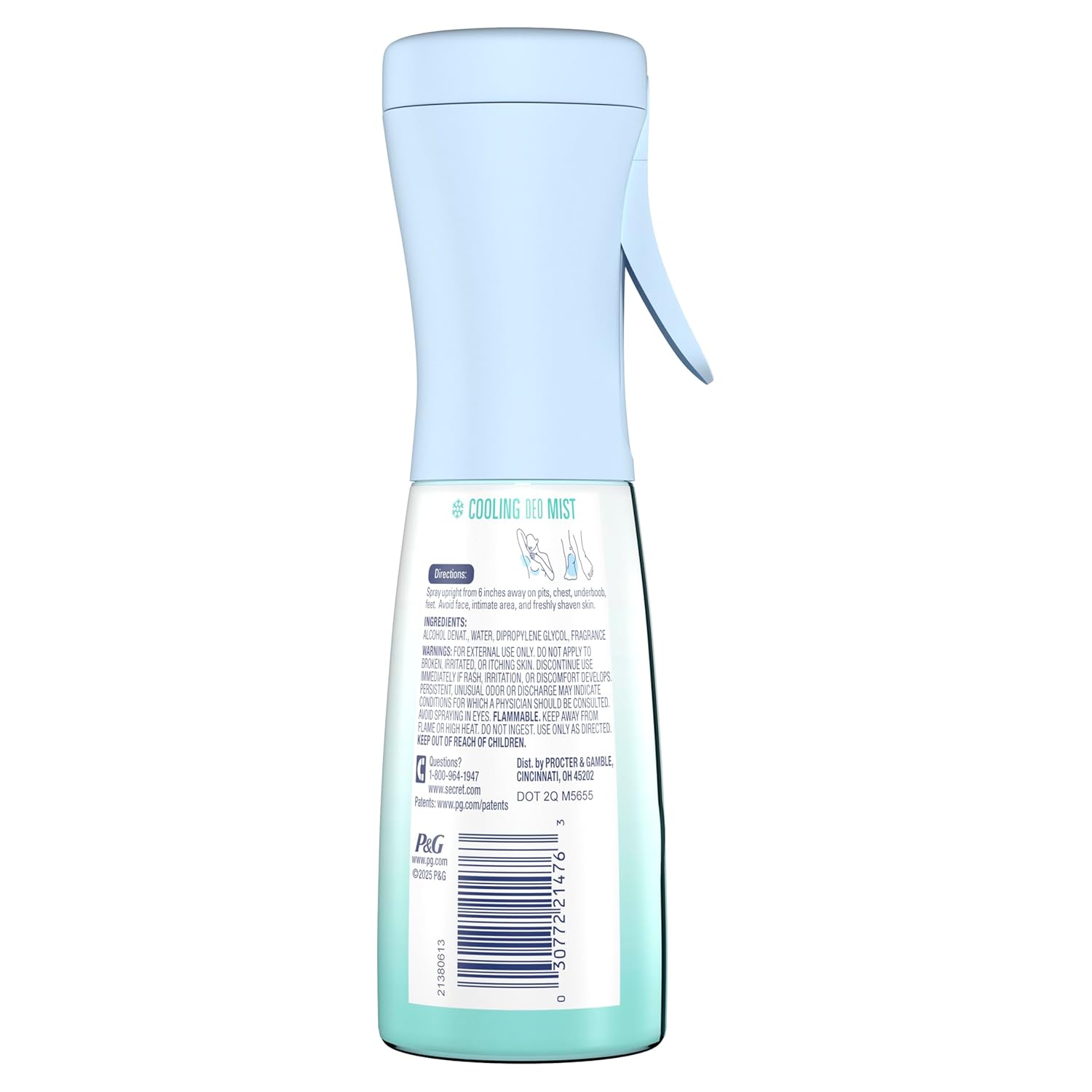 Secret Cooling Body Mist – Thoughtful Birthday Gift for Her, Aluminum Free 5.2 fl oz Invigorating Mint
