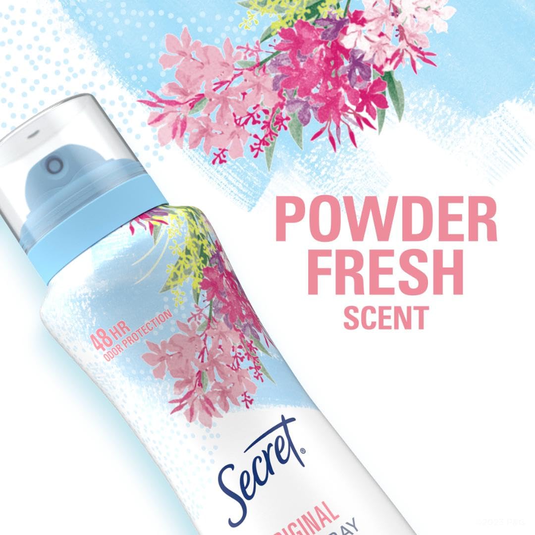 Secret Dry Spray Antiperspirant for Women – Nightly Self-Care Ritual with Powder Fresh Scent, 48hr Gentle Protection, 4.1 oz Pack of 3