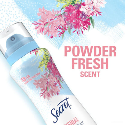 Secret Dry Spray Antiperspirant for Women – Nightly Self-Care Ritual with Powder Fresh Scent, 48hr Gentle Protection, 4.1 oz Pack of 3