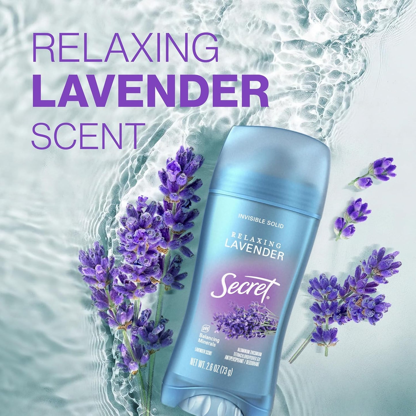 Secret Fresh Antiperspirant Deodorant for Women – Nightly Self-Care Ritual with pH Balancing Minerals and Calming Lavender, 2.6 oz Pack of 3