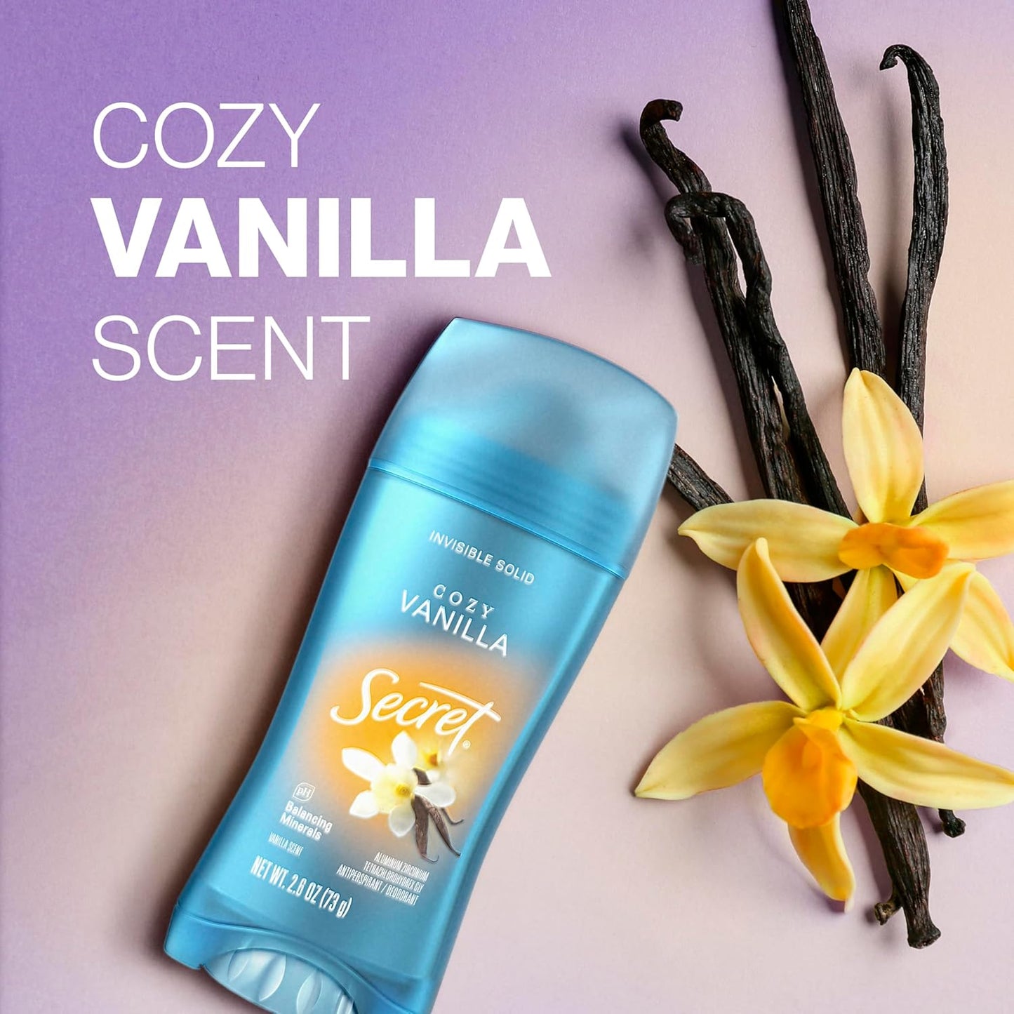 Secret Invisible Solid Antiperspirant – Premium Madagascar Vanilla Deodorant, Elegant 4-Pack Gift Set