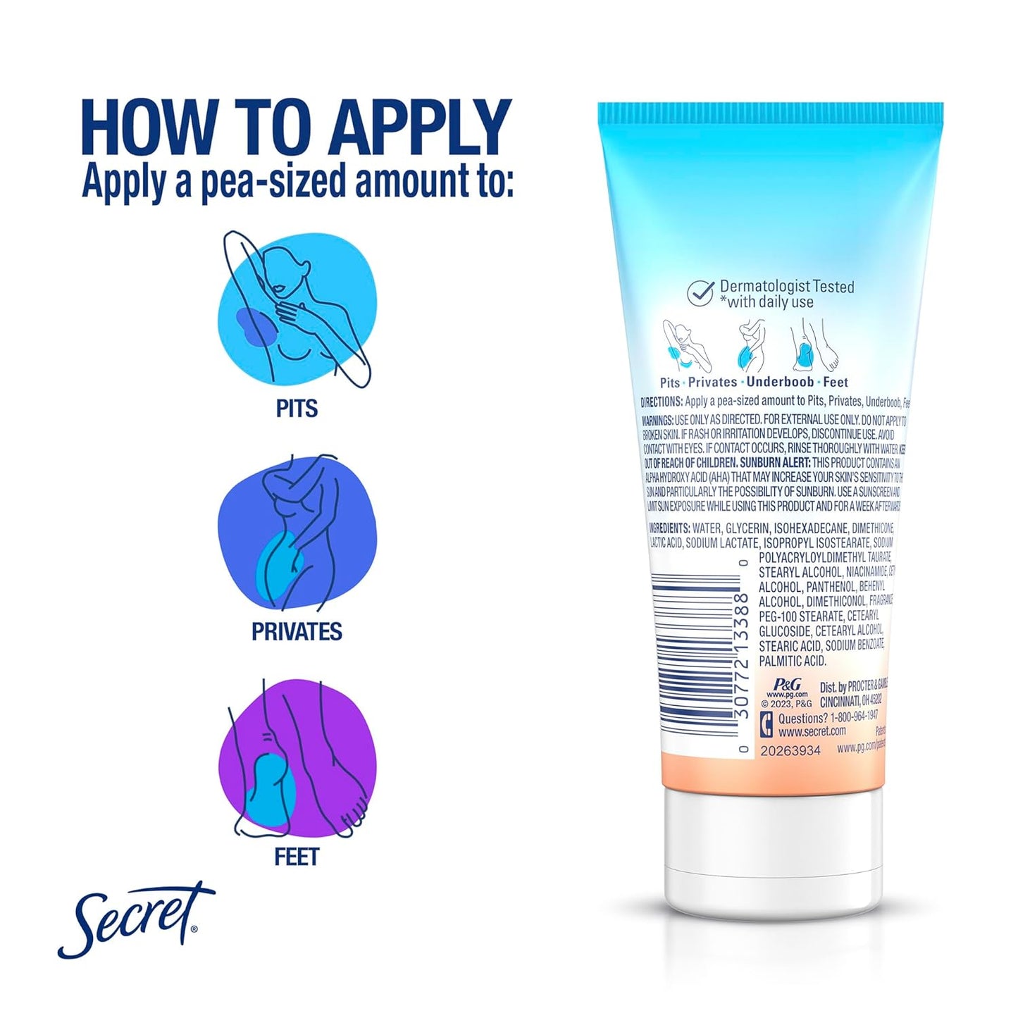 Secret Whole Body Deodorant Cream for Women – One-Tube Capsule Routine, Aluminum Free Multi-Zone Deodorant 3 oz