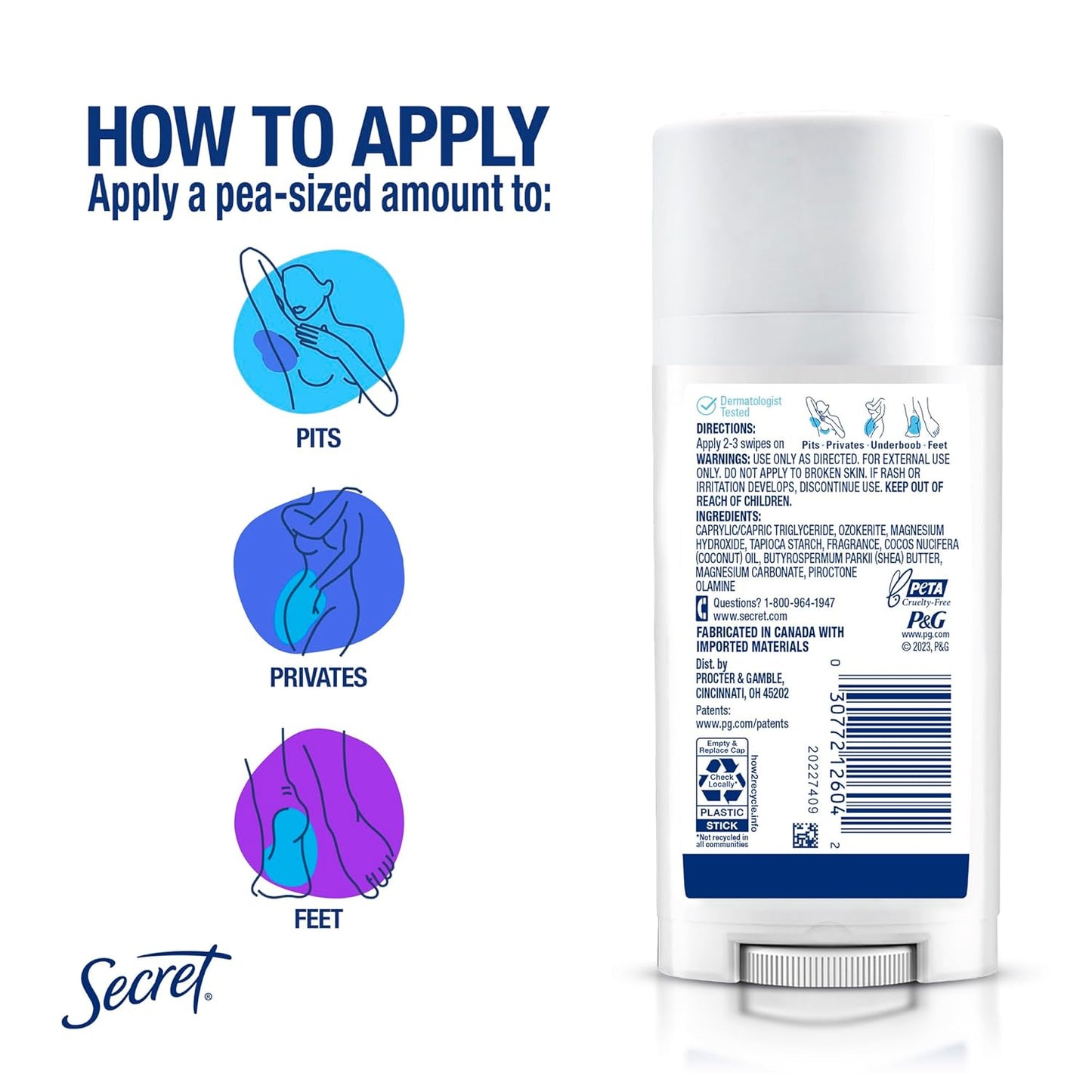 Secret Whole Body Deodorant Stick – One Stick Multi-Area Deodorant for a Clutter-Free Vanity