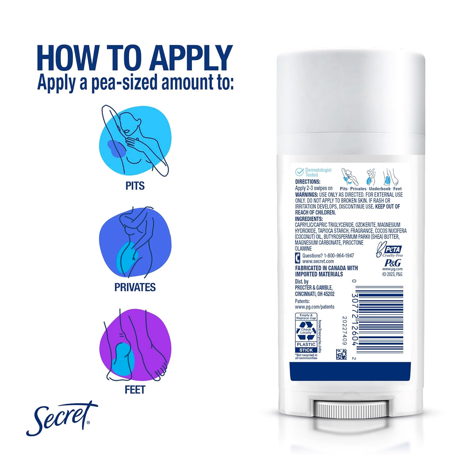 Secret Whole Body Deodorant Stick – One Stick Multi-Area Deodorant for a Clutter-Free Vanity