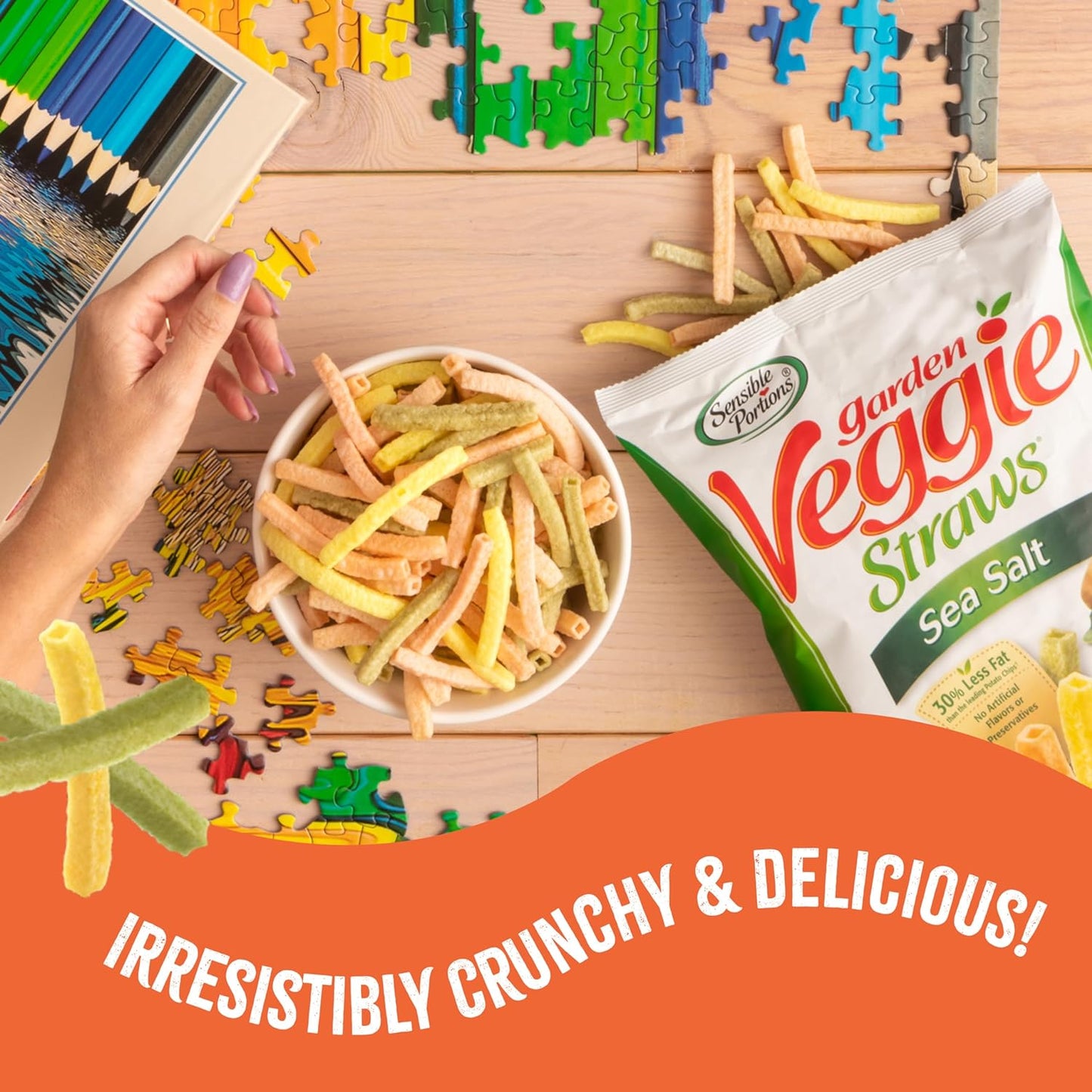 Sensible Portions Garden Veggie Straws Multi-Sea Salt & Zesty Ranch for School Lunchboxes, 12 Single-Serve Bags