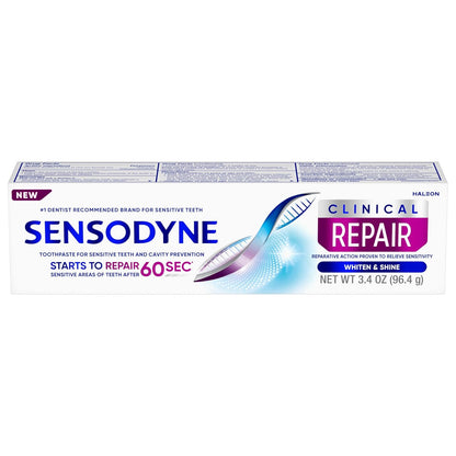 Sensodyne Clinical Repair Whiten & Shine – 3-Pack Toothpaste for Consistent Daily Oral Health