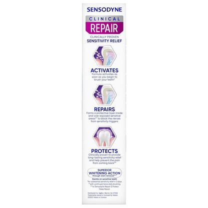 Sensodyne Clinical Repair Whiten & Shine – 3-Pack Toothpaste for Consistent Daily Oral Health