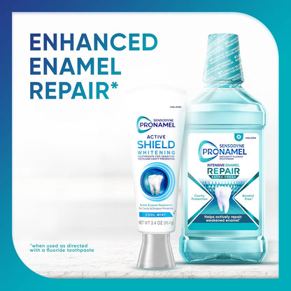 Sensodyne Pronamel Active Shield Whitening Toothpaste, Cool Mint – Soothing Mint Self-Care for Acid-Prone Teeth, 3.4 oz (Pack of 3)