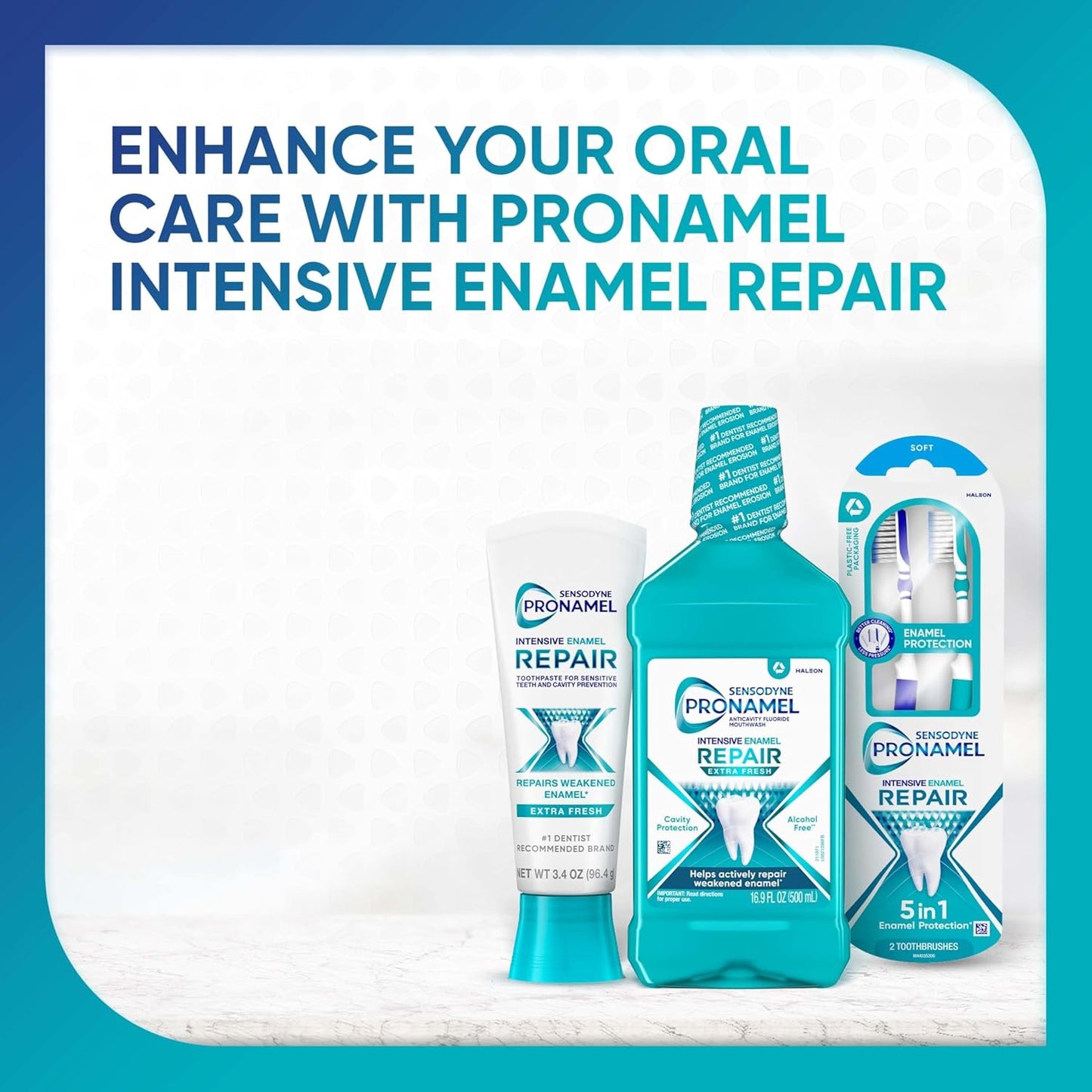 Sensodyne Pronamel Intensive Enamel Repair Rinse – Alcohol-Free Fluoride Formula Safe for Long-Term Cavity Protection, Extra Fresh 3 Pack