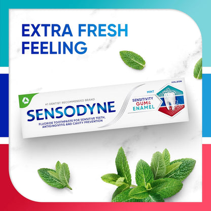 Sensodyne Triple Protection Fluoride Toothpaste – Daily Self-Care Ritual for Sensitive Teeth, Healthy Gums, and Enamel Renewal, 3-Pack