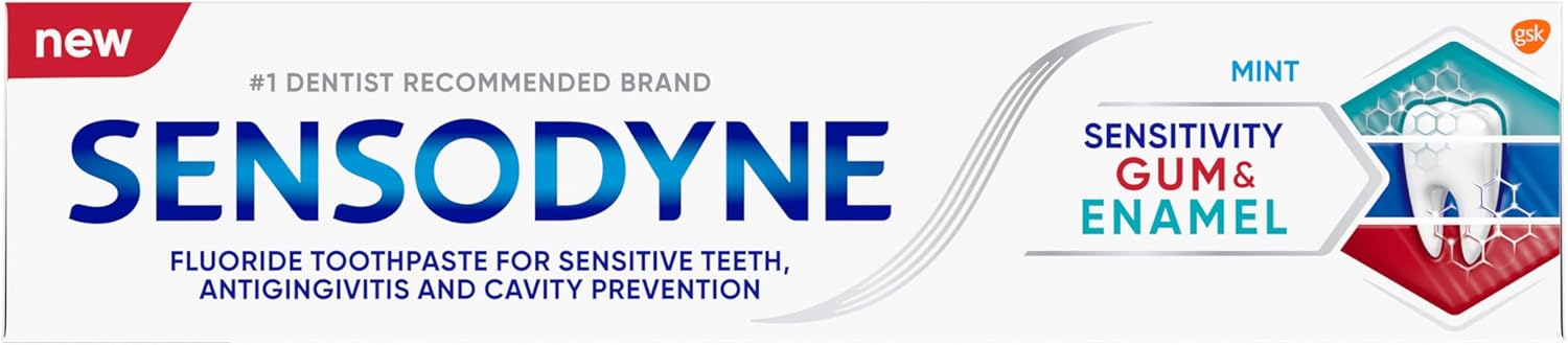 Sensodyne Triple Protection Fluoride Toothpaste – Daily Self-Care Ritual for Sensitive Teeth, Healthy Gums, and Enamel Renewal, 3-Pack