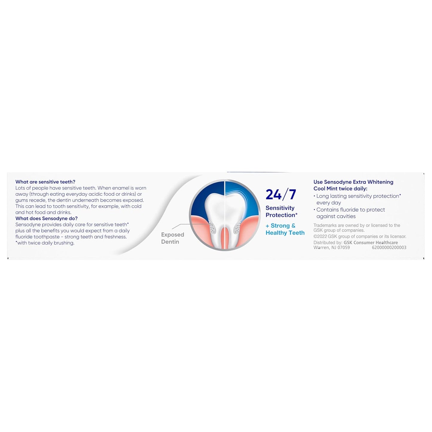 Sensodyne Whitening Sensitive Toothpaste – Calming Cool Mint for Your Nightly Oral Care Ritual, Pack of 4
