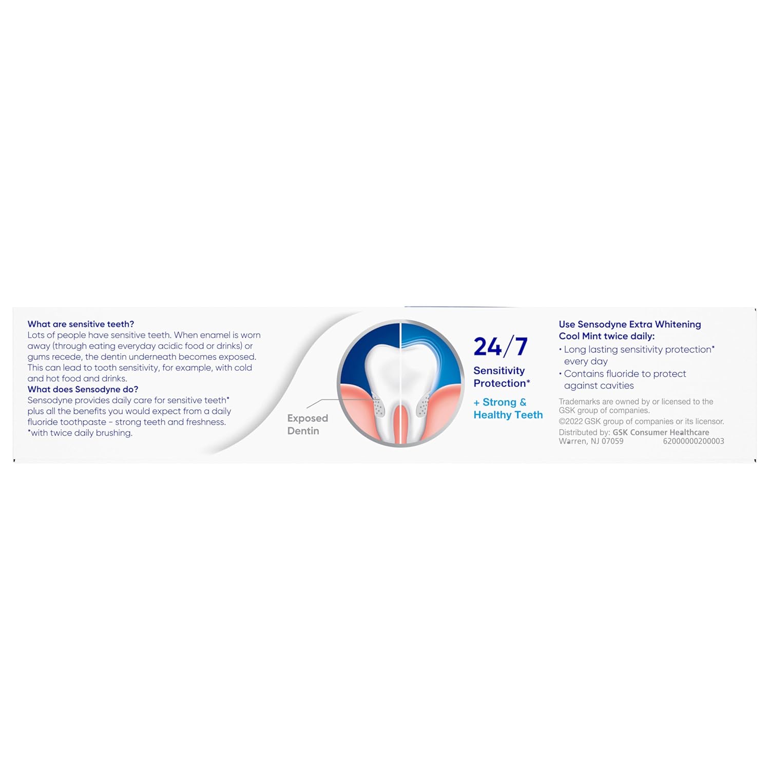 Sensodyne Whitening Sensitive Toothpaste – Calming Cool Mint for Your Nightly Oral Care Ritual, Pack of 4