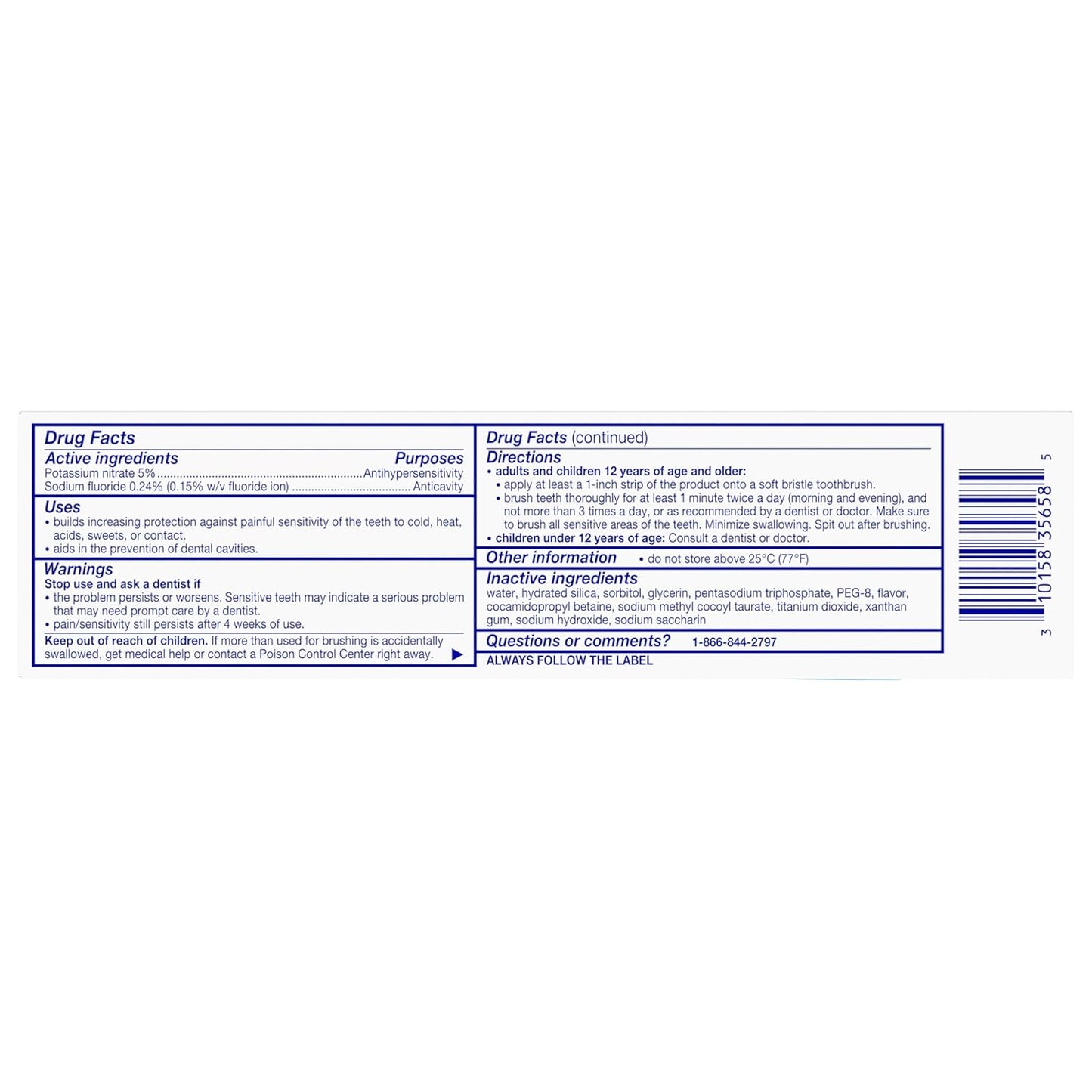Sensodyne Whitening Sensitive Toothpaste – Calming Cool Mint for Your Nightly Oral Care Ritual, Pack of 4
