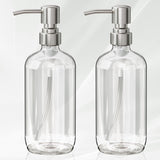 AmazerBath Glass Soap Dispenser Set – Bathroom Vanity Countertop Accessory for Styled Powder Room Sinks