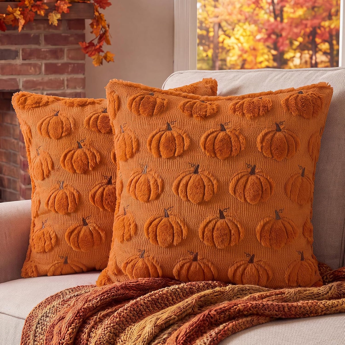 set of 2 pillow covers sized for standard 18x18 inserts (also offered in 12x12, 16x16, 20x20, and 20x12 lumbar)