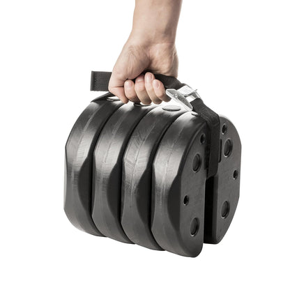 set of four prefilled 10 lb concrete weights totaling 40 lbs
