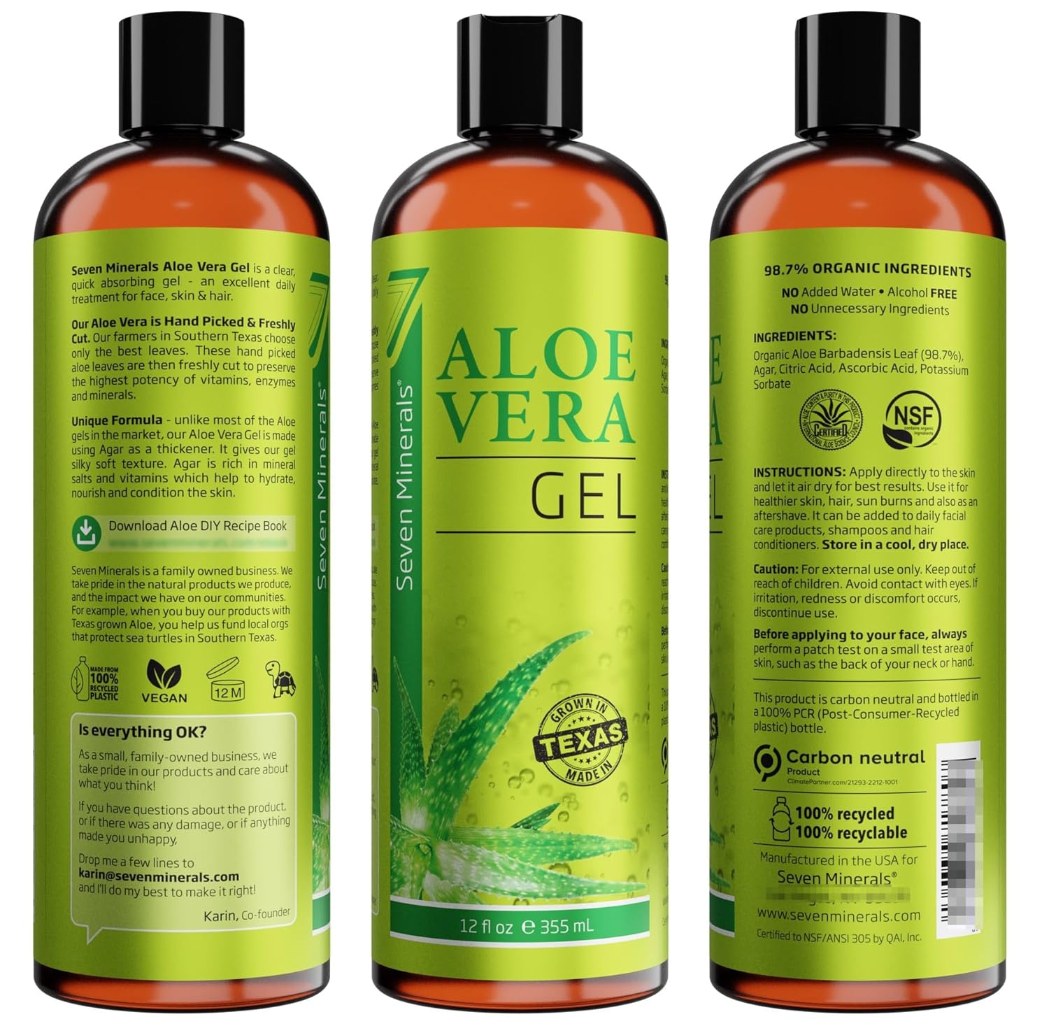 Seven Minerals Organic Aloe Vera Gel – Nightly Bedtime Skincare Ritual for Calming Self-Care Evenings