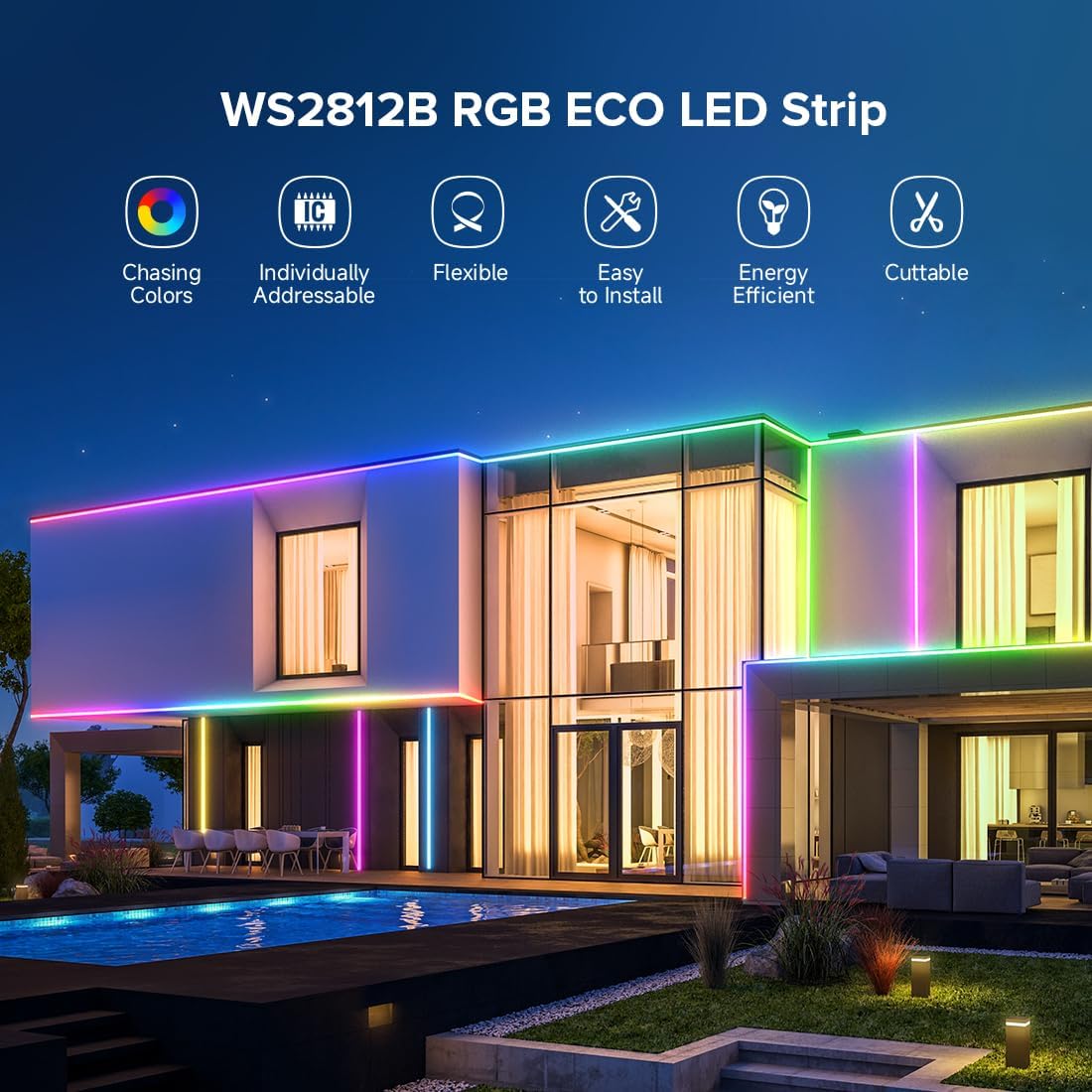 SEZO WS2812B ECO LED Strip – IP65 Weatherproof Patio and Outdoor Dining Ambiance Lighting
