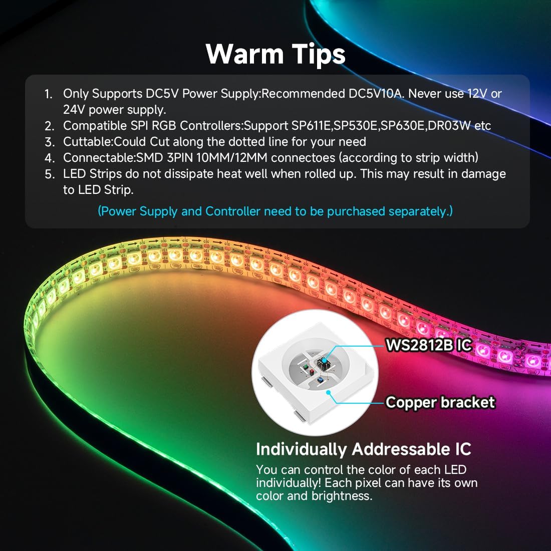 SEZO WS2812B ECO LED Strip – IP65 Weatherproof Patio and Outdoor Dining Ambiance Lighting