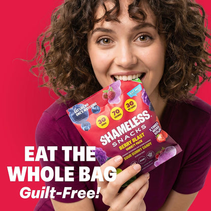 Shameless Snacks Berry Blast Gummy Candy – Thoughtful Low-Carb Gift Basket Addition for Health-Conscious Friends