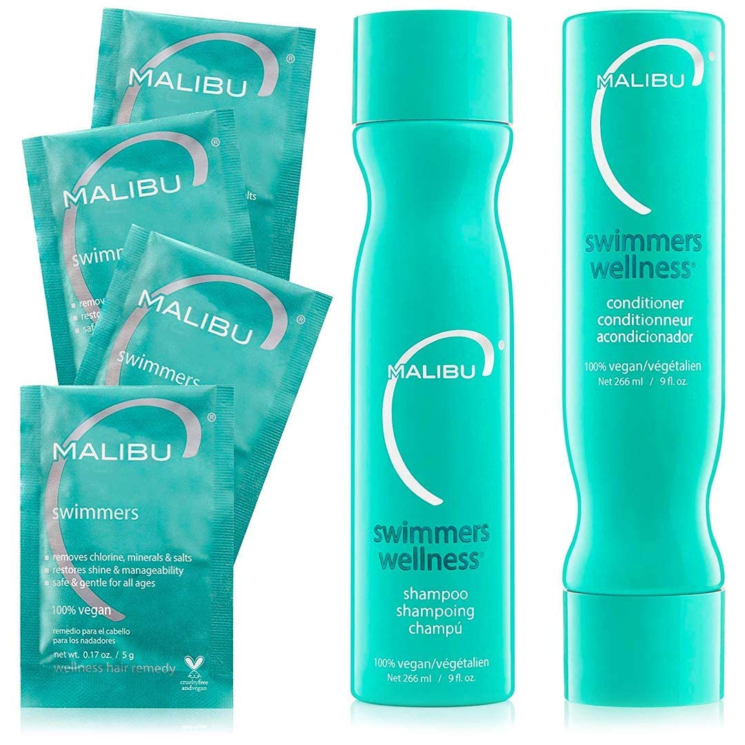 shampoo, conditioner, and hair mask bundled in a 6-count summer essentials kit