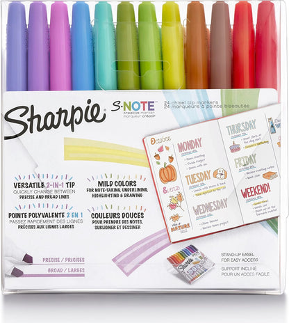 Sharpie S-Note Creative Markers Pastel Highlighter Set for Focused Study Sessions and Office Note-Taking, 24 Count