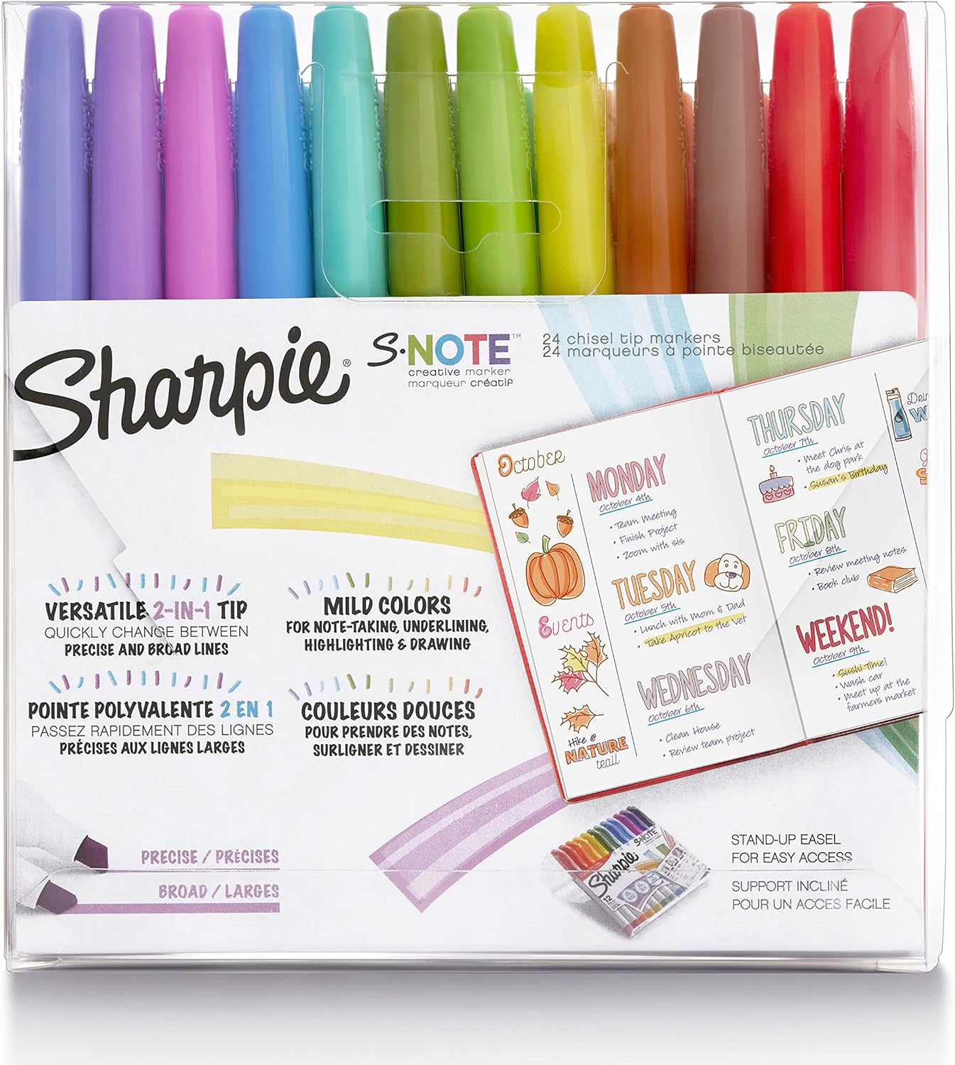 Sharpie S-Note Pastel Creative Markers for Student Backpacks, Ages 13 and Up, School Supply 24 Count